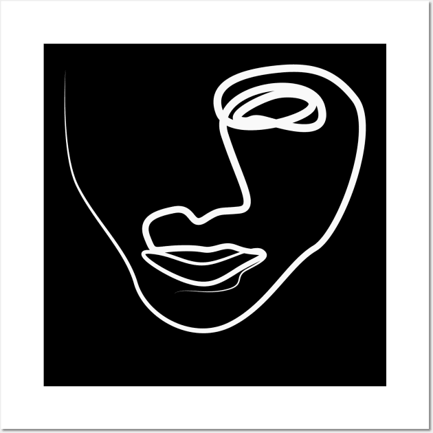 Face Line Art White Wall Art by Allan Vargas